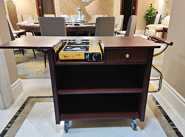 Wooden food cart cabinet - Image 2